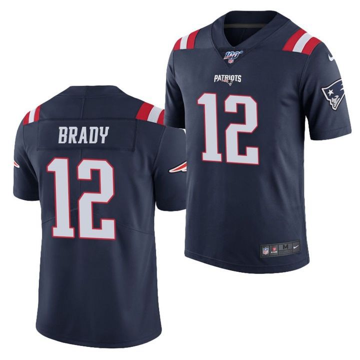 Men New England Patriots #12 Tom Brady Nike Navy 100th Limited NFL Jersey